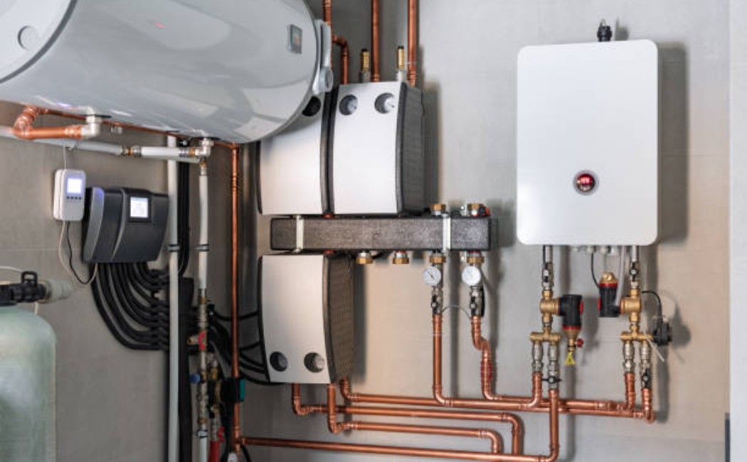 Boiler room heating system equipment in a modern house